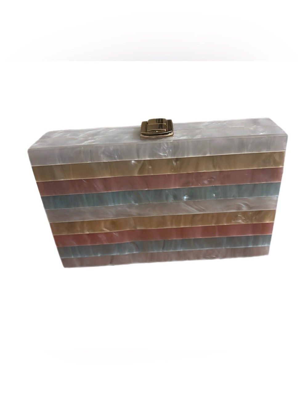Pastel Striped Acrylic Clutch - Multi-Color